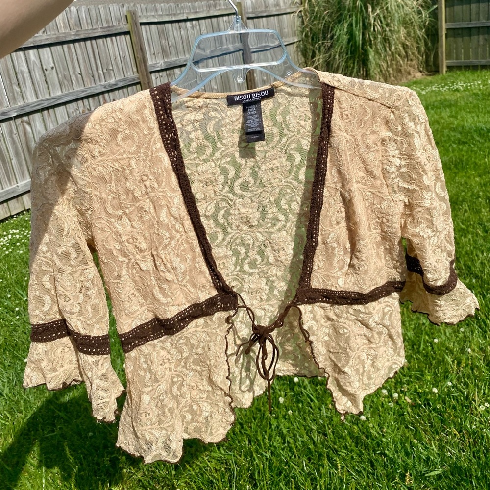 Lace Tie Up Cardigan Bisou Bisou